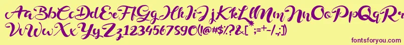 Delphine Font – Purple Fonts on Yellow Background