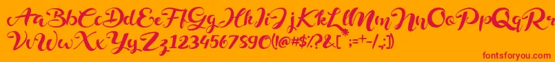 Delphine Font – Red Fonts on Orange Background
