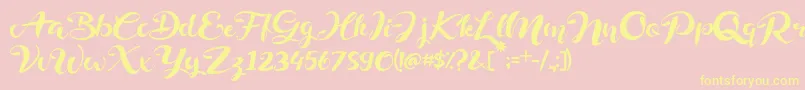 Delphine Font – Yellow Fonts on Pink Background