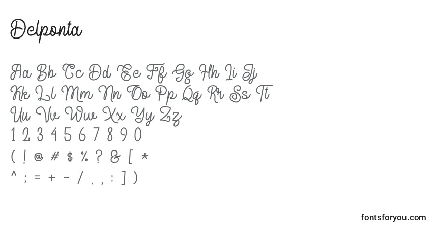 Delponta (124838)-fontti – aakkoset, numerot, erikoismerkit