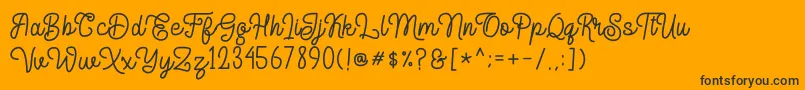 Delponta-Schriftart – Schwarze Schriften auf orangefarbenem Hintergrund