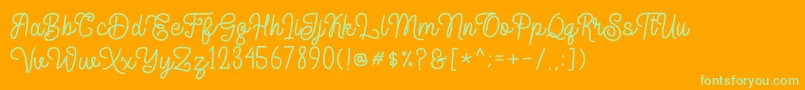 Delponta Font – Green Fonts on Orange Background