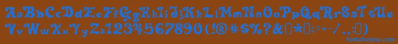フォントdelta hey max nine – 茶色の背景に青い文字