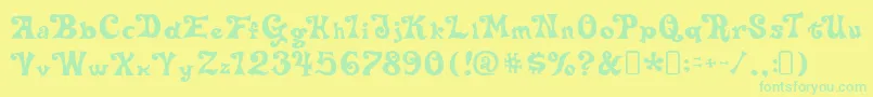 delta hey max nine Font – Green Fonts on Yellow Background