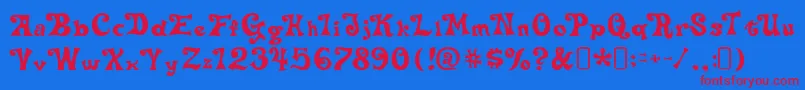 delta hey max nine Font – Red Fonts on Blue Background