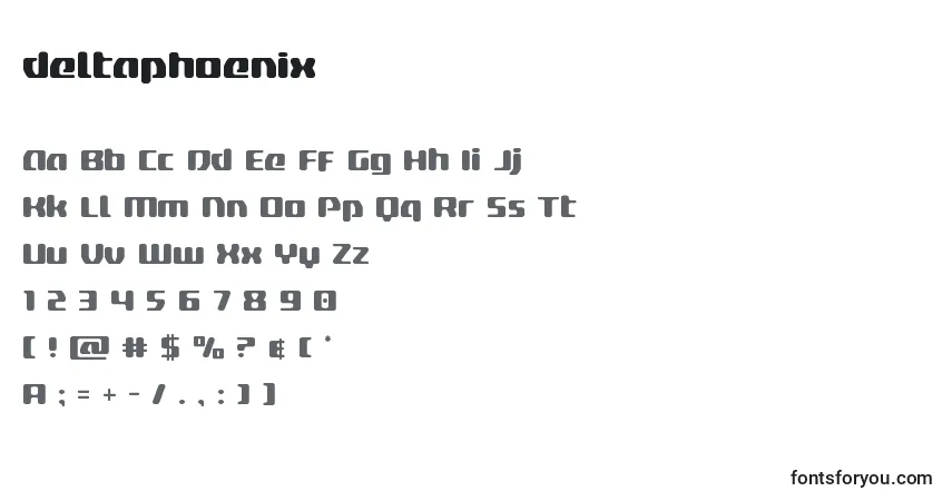 Schriftart Deltaphoenix – Alphabet, Zahlen, spezielle Symbole