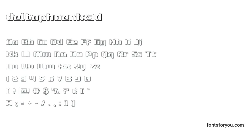 Czcionka Deltaphoenix3d – alfabet, cyfry, specjalne znaki