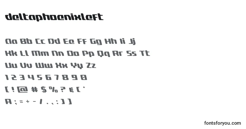 Шрифт Deltaphoenixleft – алфавит, цифры, специальные символы