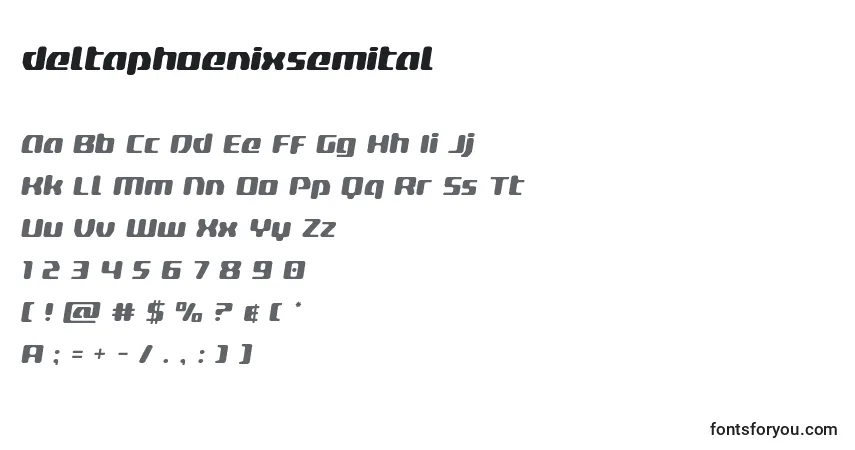 A fonte Deltaphoenixsemital – alfabeto, números, caracteres especiais