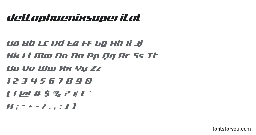 Шрифт Deltaphoenixsuperital – алфавит, цифры, специальные символы