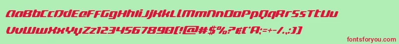 フォントdeltaphoenixsuperital – 赤い文字の緑の背景