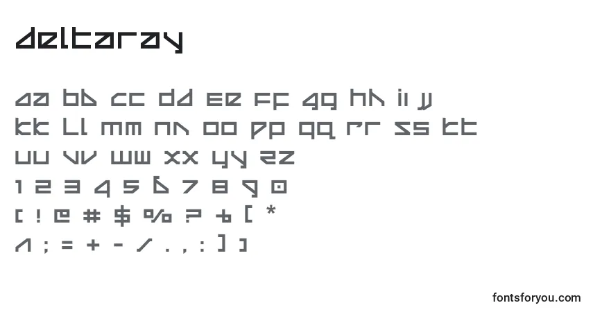 Schriftart Deltaray (124857) – Alphabet, Zahlen, spezielle Symbole