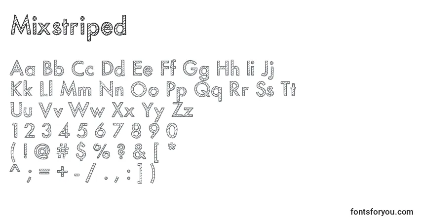 A fonte Mixstriped – alfabeto, números, caracteres especiais