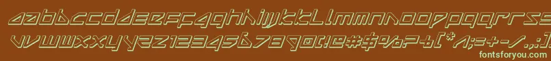 フォントdeltaray3dital – 緑色の文字が茶色の背景にあります。