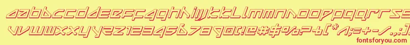 フォントdeltaray3dital – 赤い文字の黄色い背景