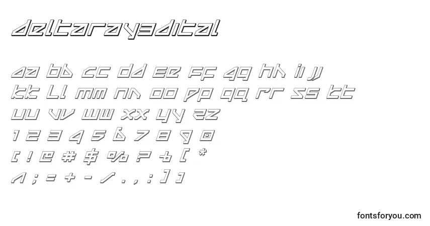 Schriftart Deltaray3dital (124862) – Alphabet, Zahlen, spezielle Symbole