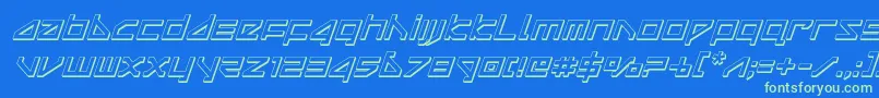 deltaray3dital Font – Green Fonts on Blue Background