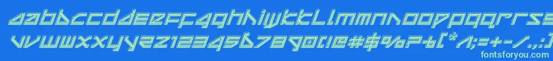 deltaraybevelital Font – Green Fonts on Blue Background