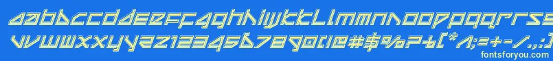 deltaraybevelital Font – Yellow Fonts on Blue Background