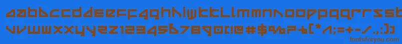 フォントdeltaraybold – 茶色の文字が青い背景にあります。