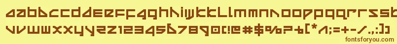 フォントdeltaraybold – 茶色の文字が黄色の背景にあります。