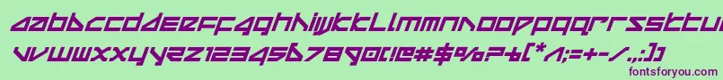 deltarayboldcompactital Font – Purple Fonts on Green Background