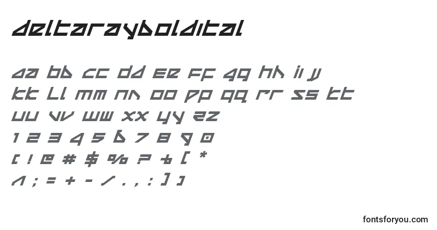A fonte Deltarayboldital (124874) – alfabeto, números, caracteres especiais