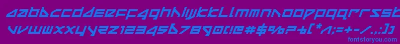 deltarayboldital Font – Blue Fonts on Purple Background