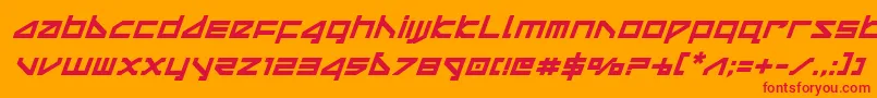 フォントdeltarayboldital – オレンジの背景に赤い文字