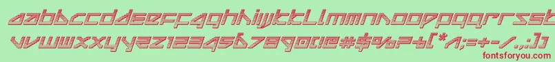 deltaraychromeital-Schriftart – Rote Schriften auf grünem Hintergrund