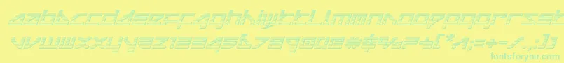 deltaraychromeital-Schriftart – Grüne Schriften auf gelbem Hintergrund