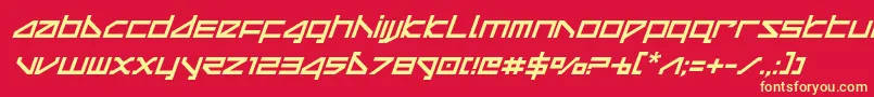 deltaraycompactital Font – Yellow Fonts on Red Background