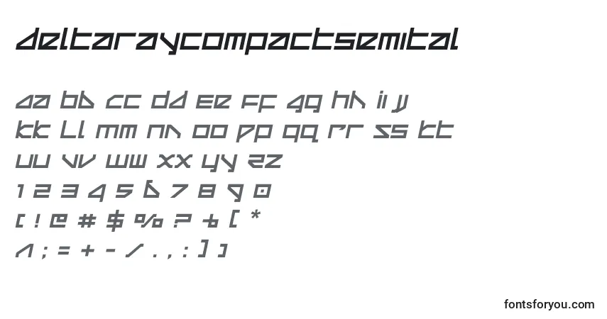 Czcionka Deltaraycompactsemital – alfabet, cyfry, specjalne znaki