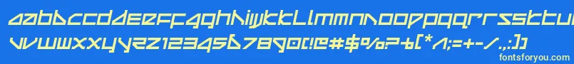 deltaraycompactsemital Font – Yellow Fonts on Blue Background