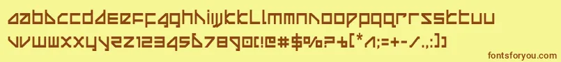 フォントdeltaraycond – 茶色の文字が黄色の背景にあります。