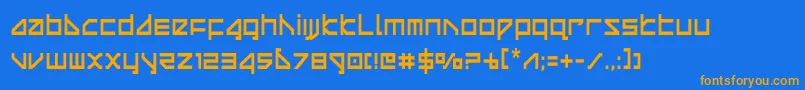 フォントdeltaraycond – オレンジ色の文字が青い背景にあります。