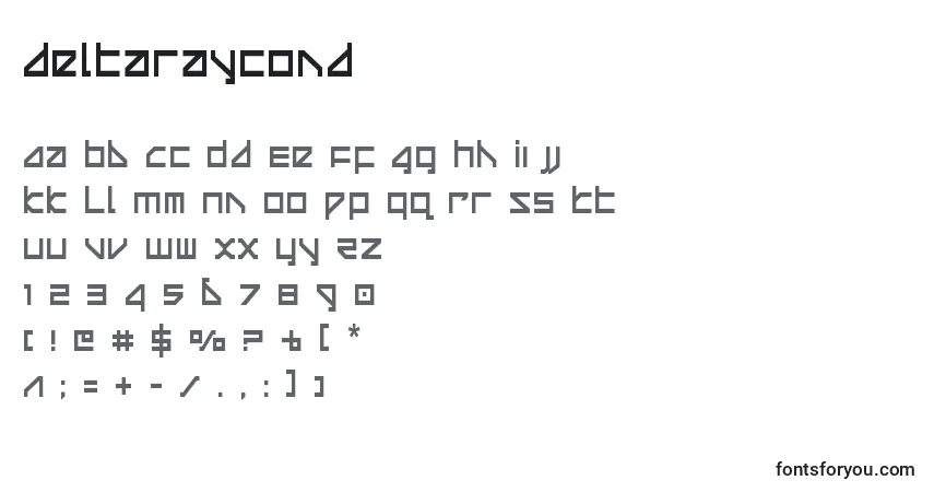 Schriftart Deltaraycond (124886) – Alphabet, Zahlen, spezielle Symbole