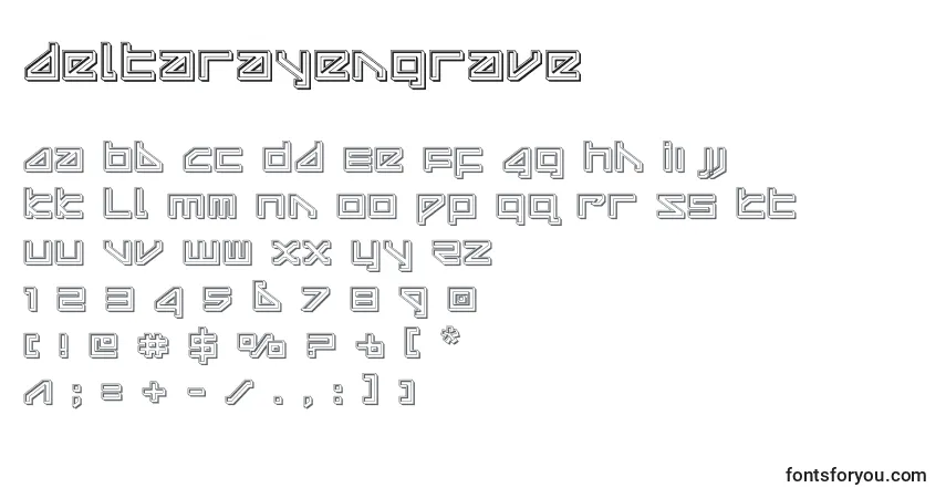 Schriftart Deltarayengrave – Alphabet, Zahlen, spezielle Symbole
