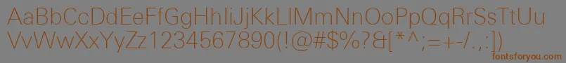 フォントUniversNextProThin – 茶色の文字が灰色の背景にあります。