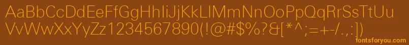 UniversNextProThin Font – Orange Fonts on Brown Background