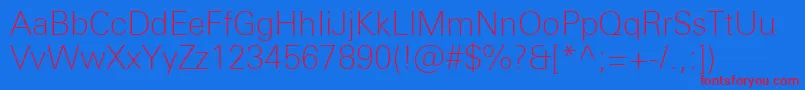 UniversNextProThin Font – Red Fonts on Blue Background