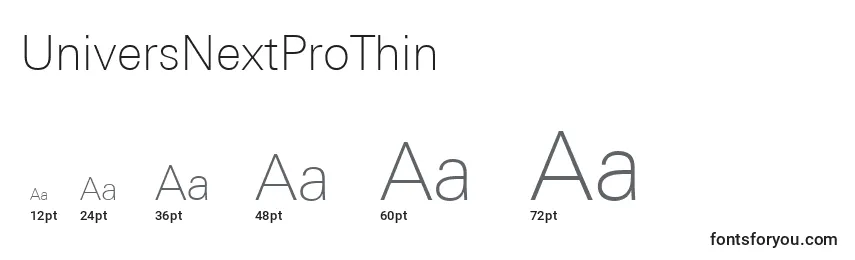 UniversNextProThin Font Sizes