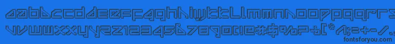 deltarayengrave Font – Black Fonts on Blue Background