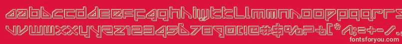 フォントdeltarayengrave – 赤い背景に緑の文字