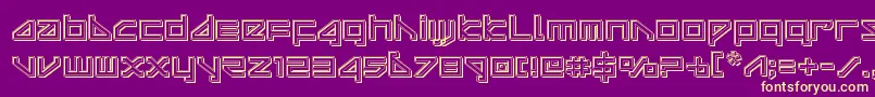 deltarayengrave-Schriftart – Gelbe Schriften auf violettem Hintergrund