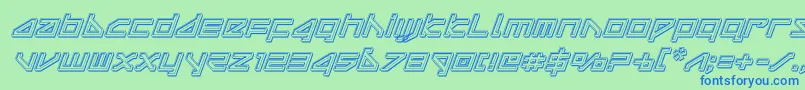 deltarayengraveital Font – Blue Fonts on Green Background