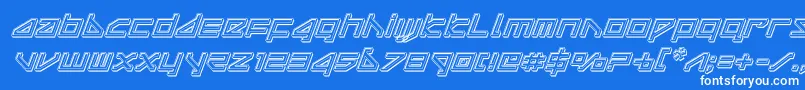 deltarayengraveital Font – White Fonts on Blue Background