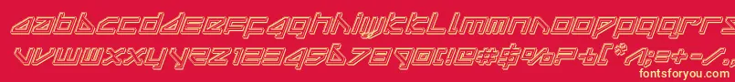 deltarayengraveital Font – Yellow Fonts on Red Background