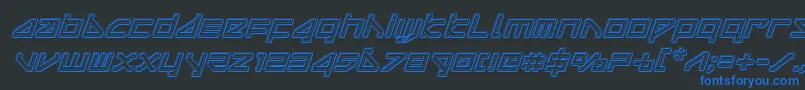 deltarayengraveital Font – Blue Fonts on Black Background