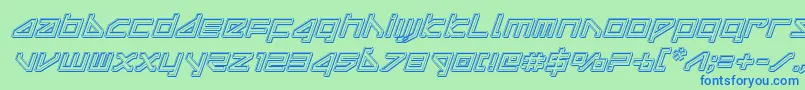 deltarayengraveital Font – Blue Fonts on Green Background